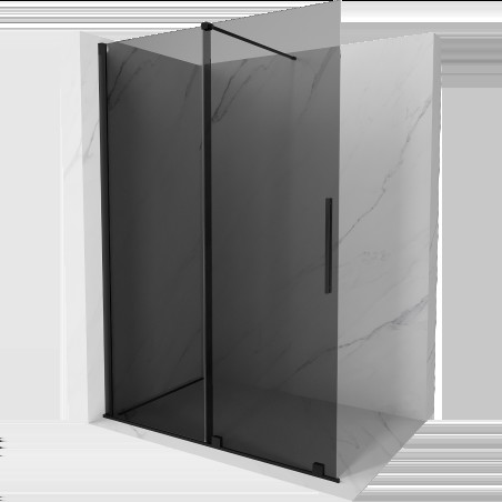 Mexen Velar tolózós zuhanyfal Walk-in 140 x 200 cm, grafit 8 mm, fekete - 871-140-000-43-70