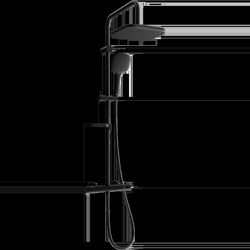 Mexen KX33 fali zuhany szett fejzuhannyal és termosztatikus csapteleppel, Fekete - 771503391-70